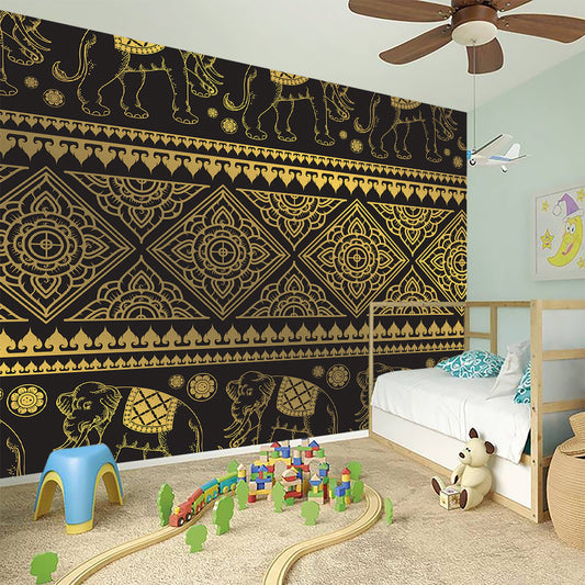 Ethnic Thai Elephant Pattern Print Wall Sticker