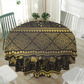 Ethnic Thai Elephant Pattern Print Waterproof Round Tablecloth