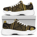 Ethnic Thai Elephant Pattern Print White Chunky Shoes