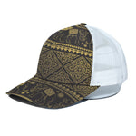 Ethnic Thai Elephant Pattern Print White Mesh Trucker Cap