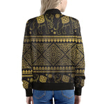 Ethnic Thai Elephant Pattern Print Women's Bomber Jacket