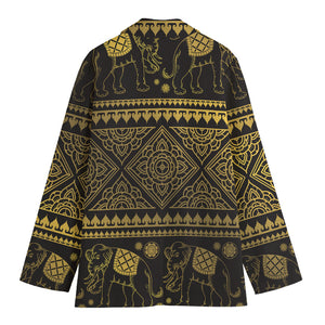 Ethnic Thai Elephant Pattern Print Women's Cotton Blazer