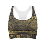 Ethnic Thai Elephant Pattern Print Women's Sports Bra