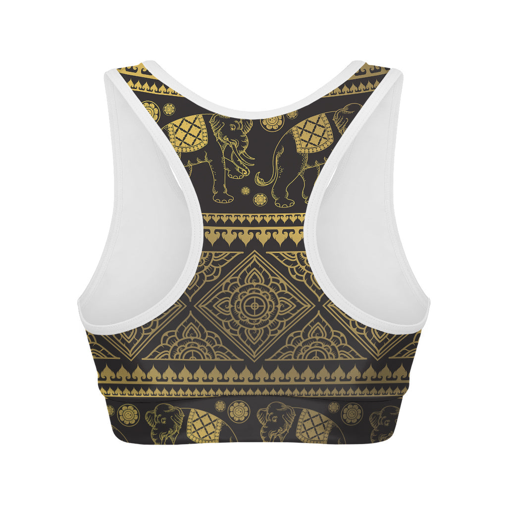 Ethnic Thai Elephant Pattern Print Women's Sports Bra