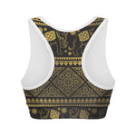 Ethnic Thai Elephant Pattern Print Women's Sports Bra