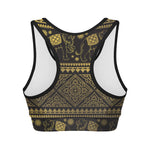 Ethnic Thai Elephant Pattern Print Women's Sports Bra