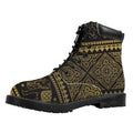 Ethnic Thai Elephant Pattern Print Padded Collar Lace Up Boots