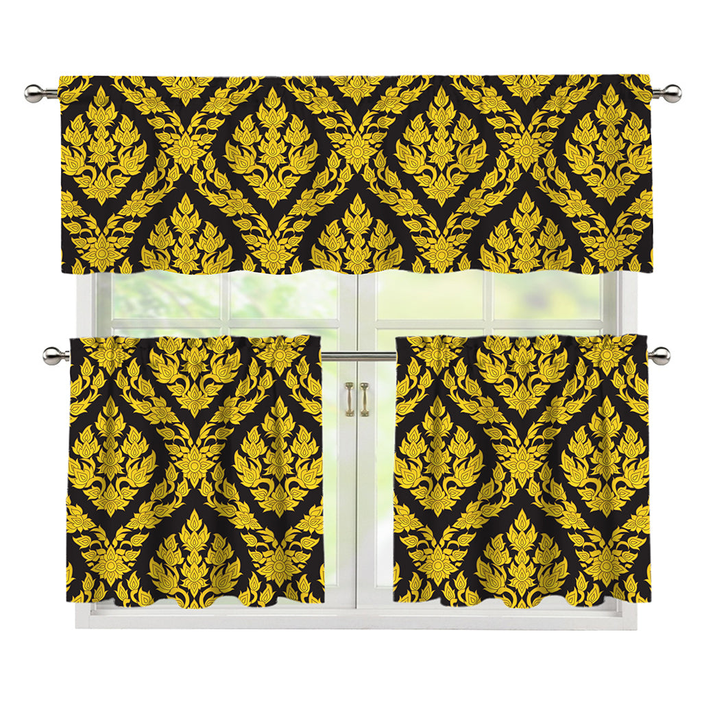 Ethnic Thai Pattern Print 3 Piece Kitchen Curtains