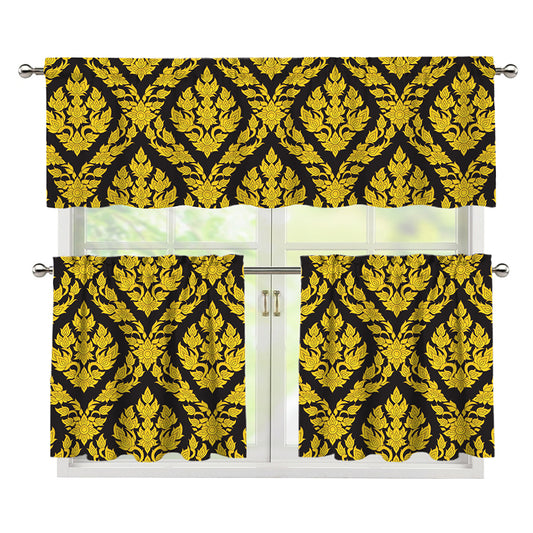 Ethnic Thai Pattern Print 3 Piece Kitchen Curtains