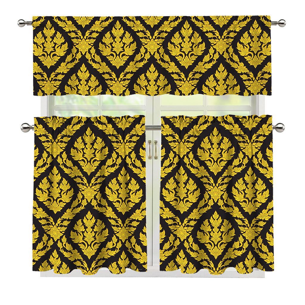 Ethnic Thai Pattern Print 3 Piece Kitchen Curtains
