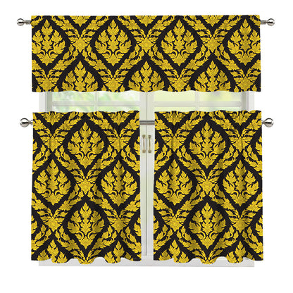 Ethnic Thai Pattern Print 3 Piece Kitchen Curtains