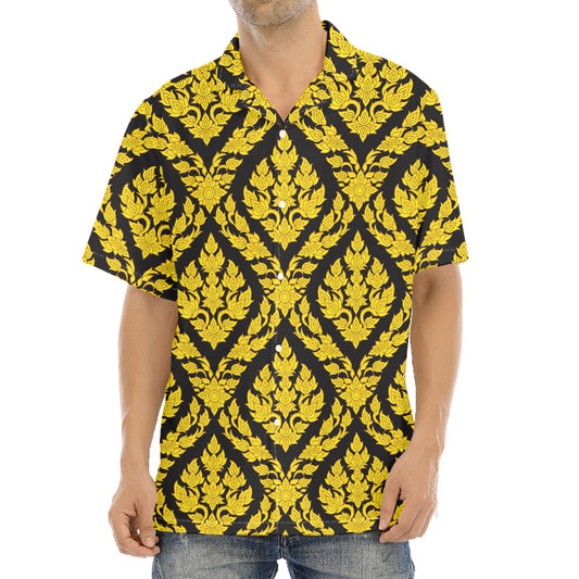 Ethnic Thai Pattern Print Aloha Shirt