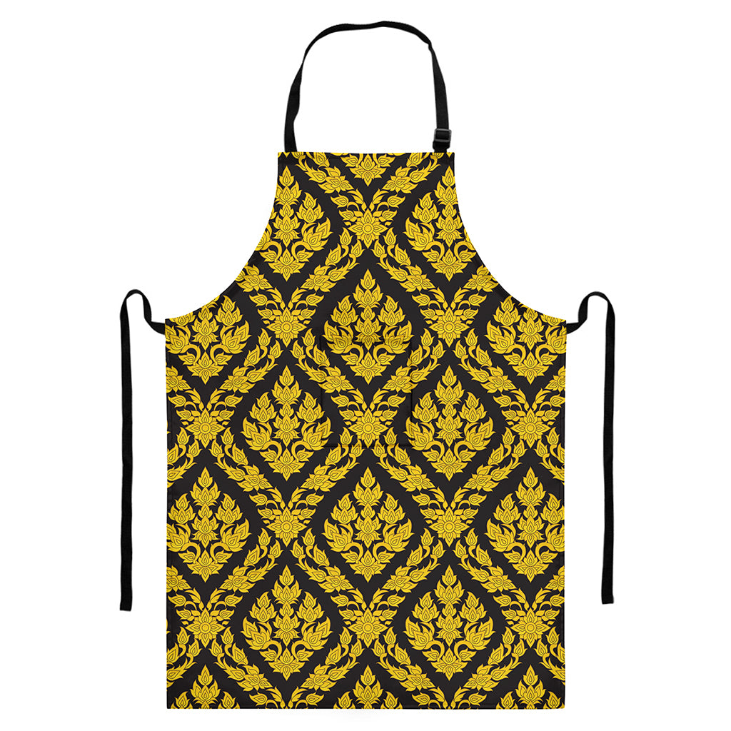Ethnic Thai Pattern Print Bib Apron With Pocket