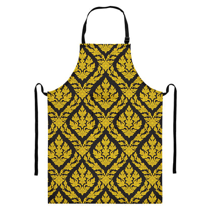 Ethnic Thai Pattern Print Bib Apron With Pocket