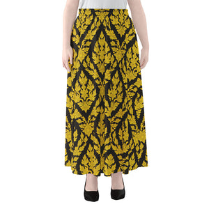 Ethnic Thai Pattern Print Chiffon Maxi Skirt