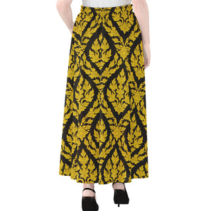 Ethnic Thai Pattern Print Chiffon Maxi Skirt