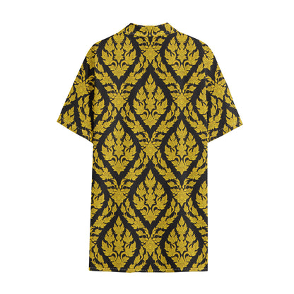 Ethnic Thai Pattern Print Cotton Hawaiian Shirt