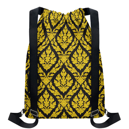 Ethnic Thai Pattern Print Drawstring Backpack