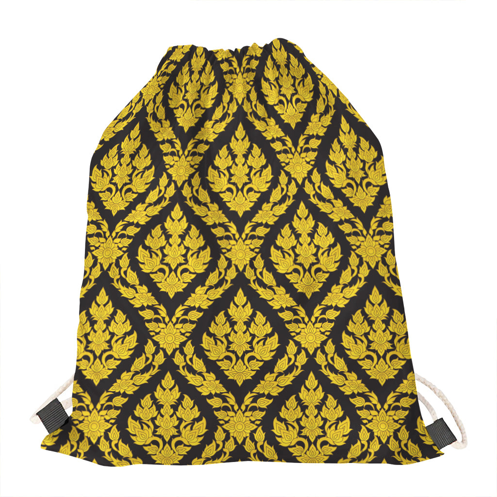 Ethnic Thai Pattern Print Drawstring Bag