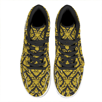Ethnic Thai Pattern Print High Top Leather Sneakers