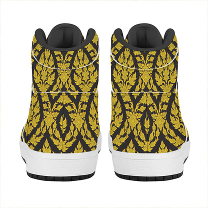 Ethnic Thai Pattern Print High Top Leather Sneakers