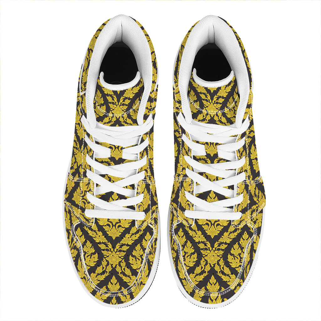 Ethnic Thai Pattern Print High Top Leather Sneakers