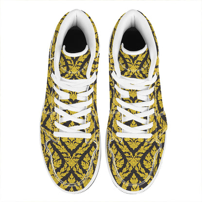 Ethnic Thai Pattern Print High Top Leather Sneakers