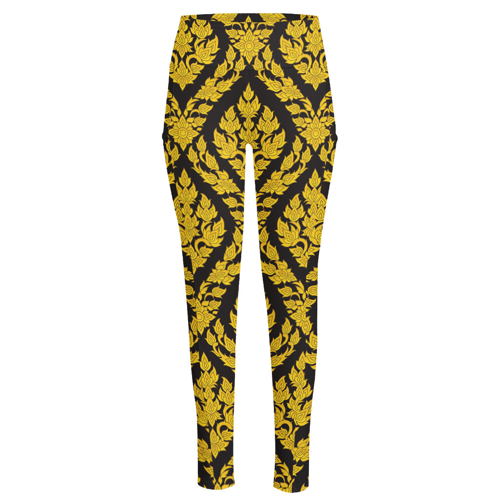 Ethnic Thai Pattern Print High-Waisted Pocket Leggings