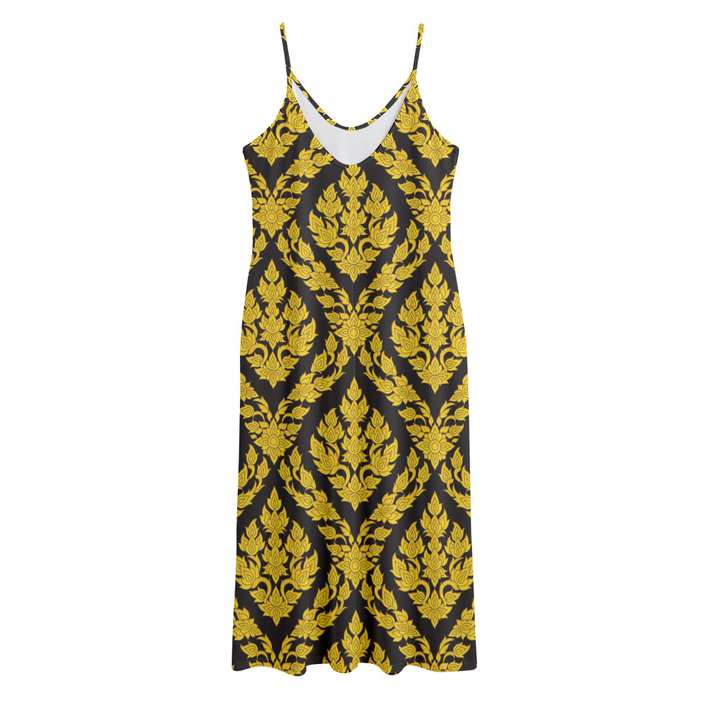 Ethnic Thai Pattern Print Jersey Midi Cami Dress