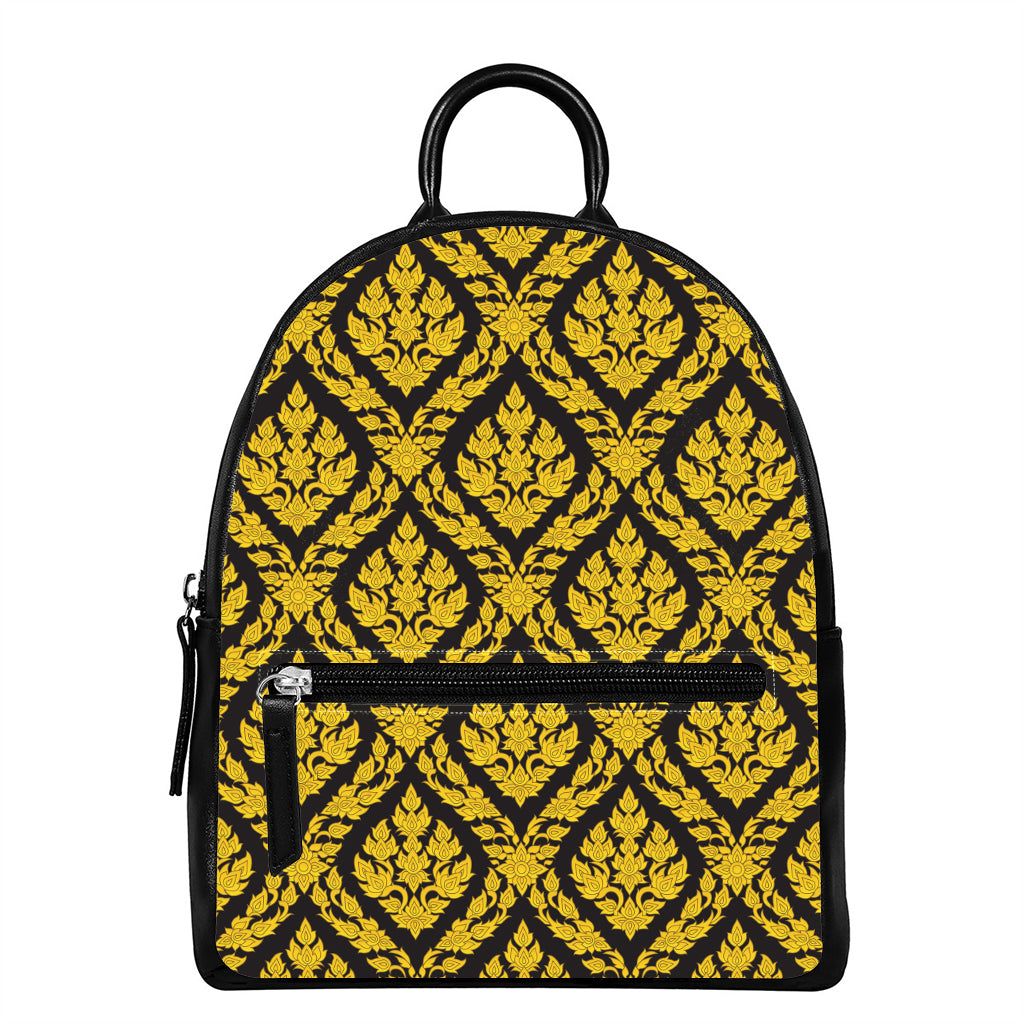 Ethnic Thai Pattern Print Leather Backpack