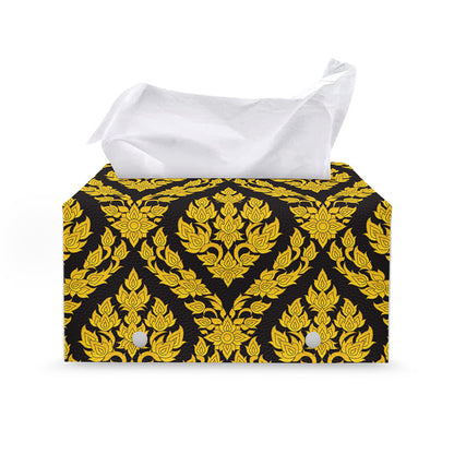 Ethnic Thai Pattern Print Leather Tissue Box Cover
