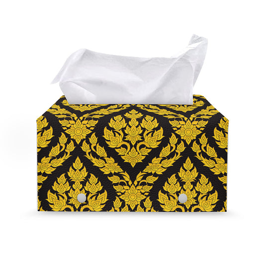 Ethnic Thai Pattern Print Leather Tissue Box Cover