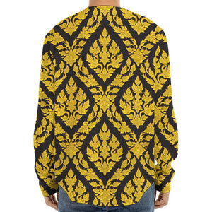 Ethnic Thai Pattern Print Long Sleeve Baseball Jersey