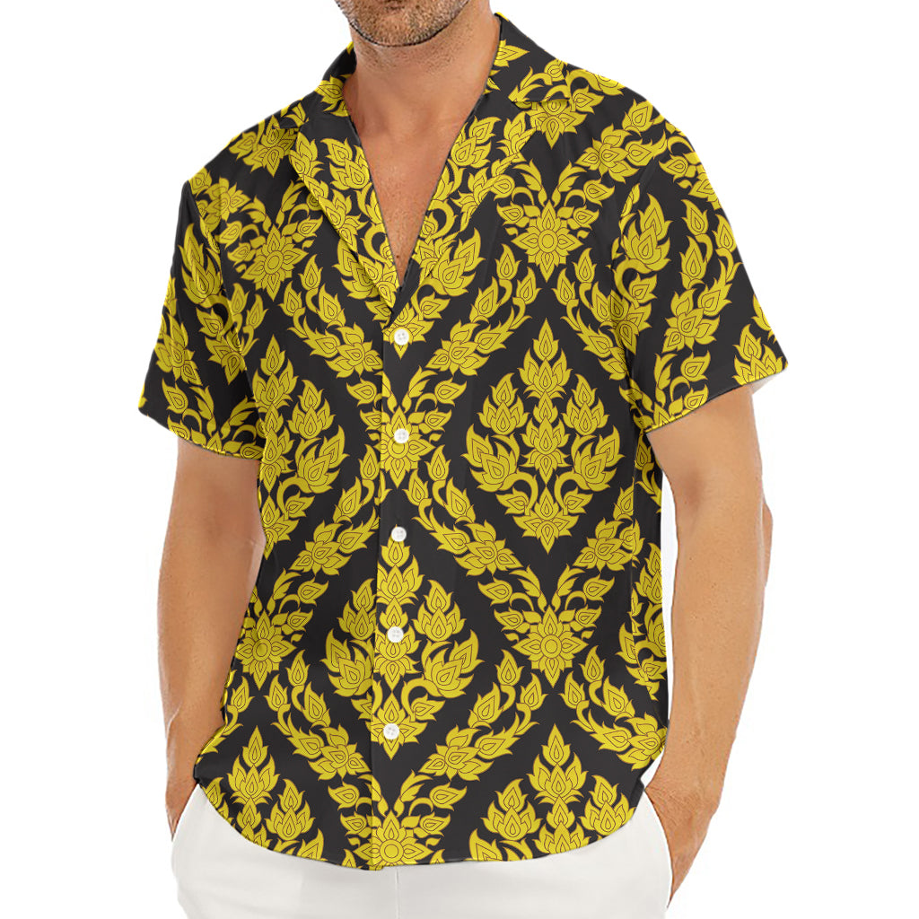 Ethnic Thai Pattern Print Men's Deep V-Neck Shirt