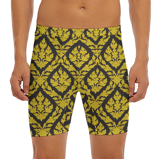 Ethnic Thai Pattern Print Men's Long Boxer Briefs