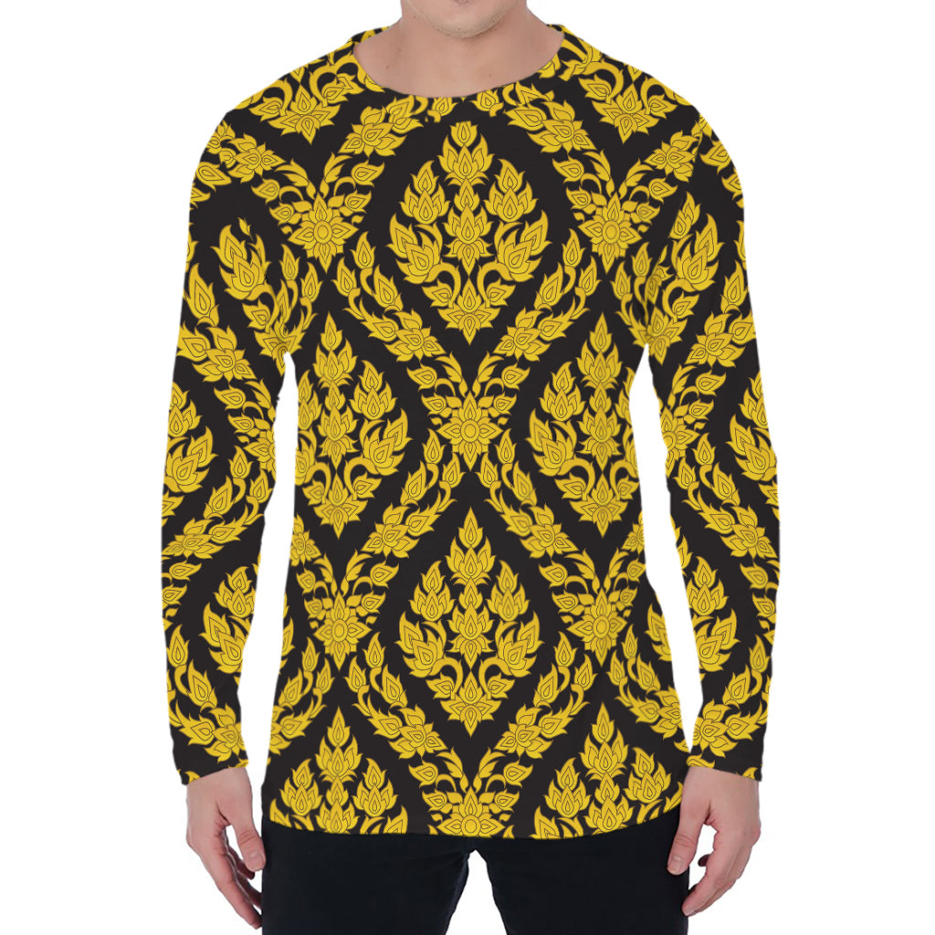 Ethnic Thai Pattern Print Men's Long Sleeve T-Shirt