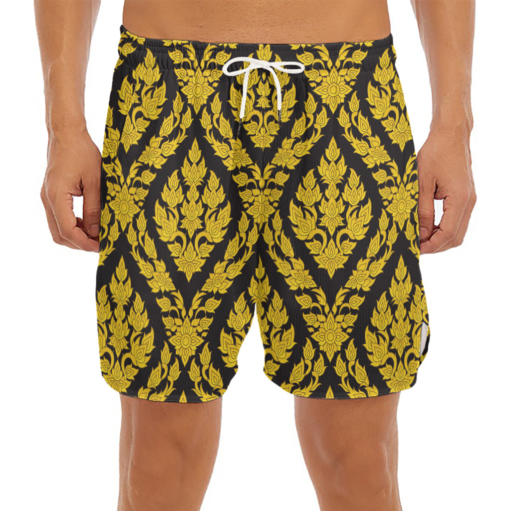 Ethnic Thai Pattern Print Men's Split Running Shorts