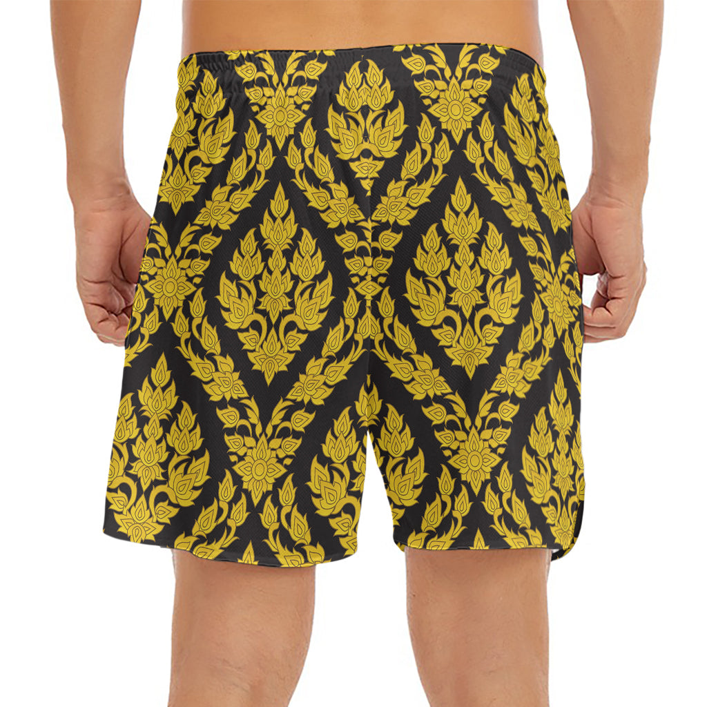 Ethnic Thai Pattern Print Men's Split Running Shorts