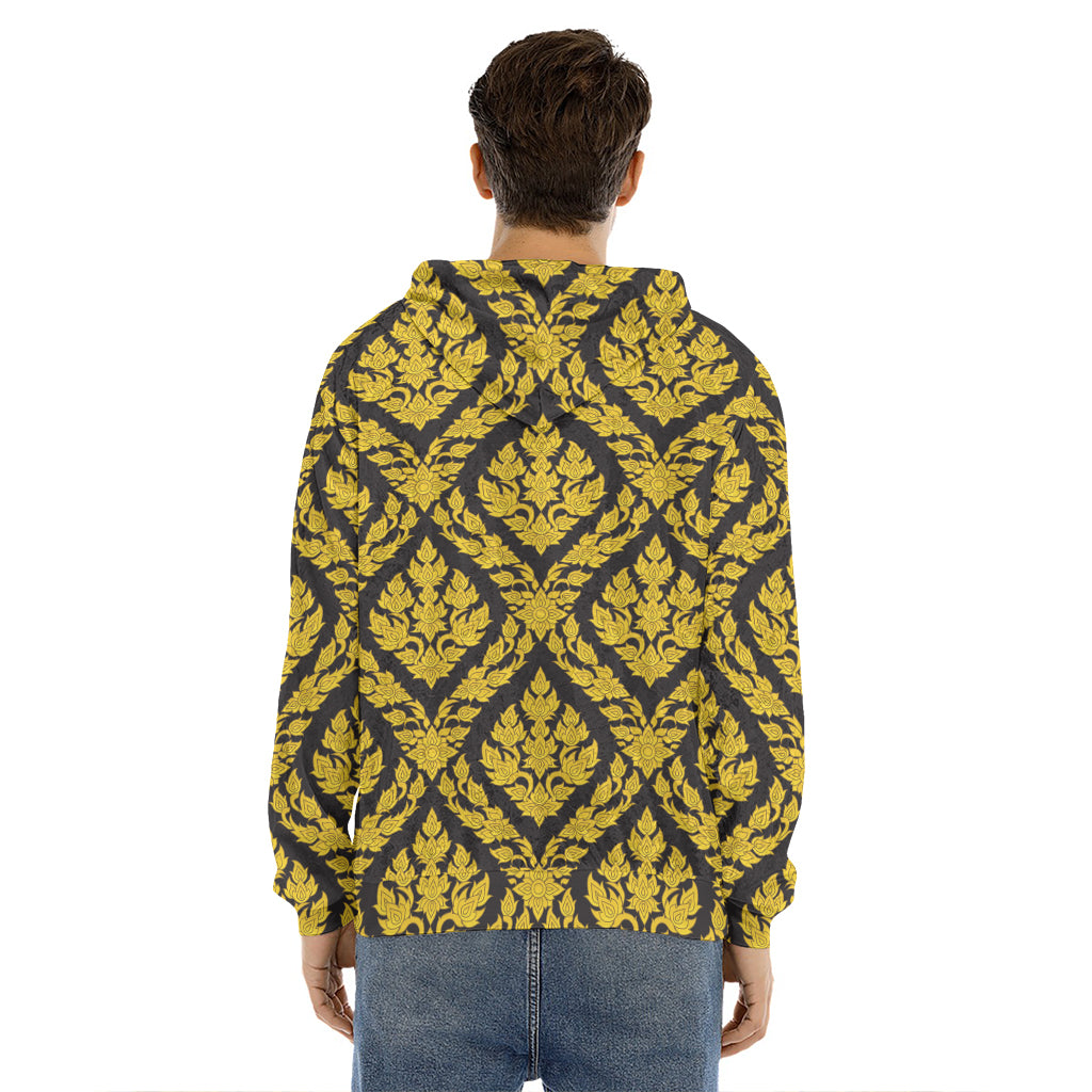 Ethnic Thai Pattern Print Men's Velvet Pullover Hoodie