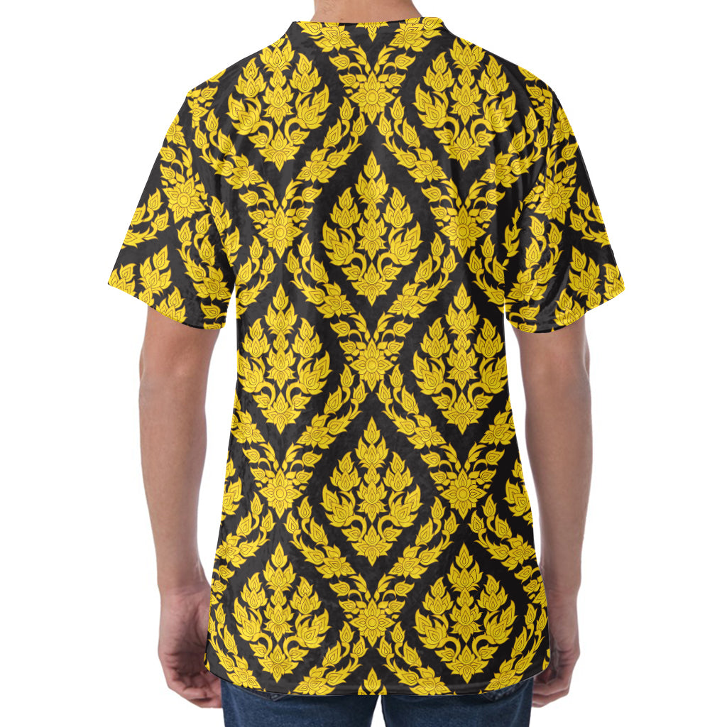 Ethnic Thai Pattern Print Men's Velvet T-Shirt