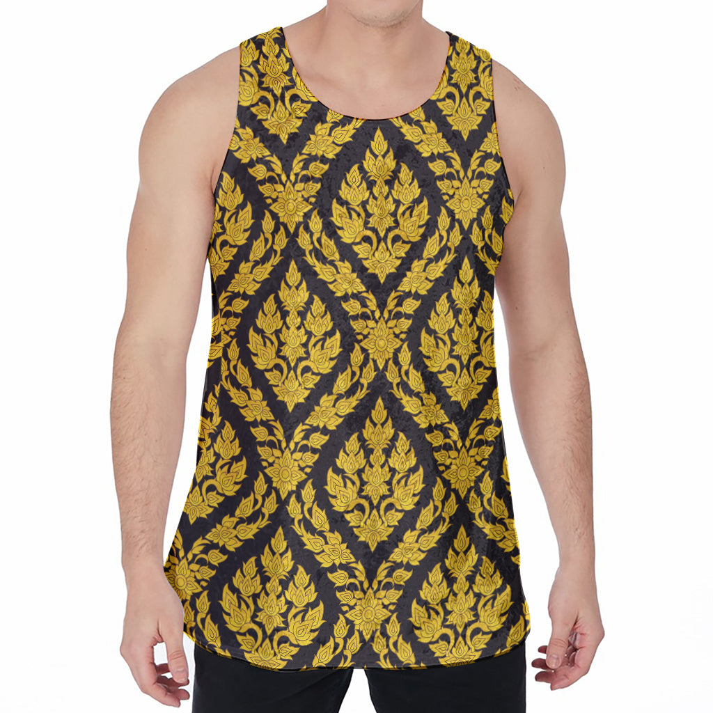 Ethnic Thai Pattern Print Men's Velvet Tank Top