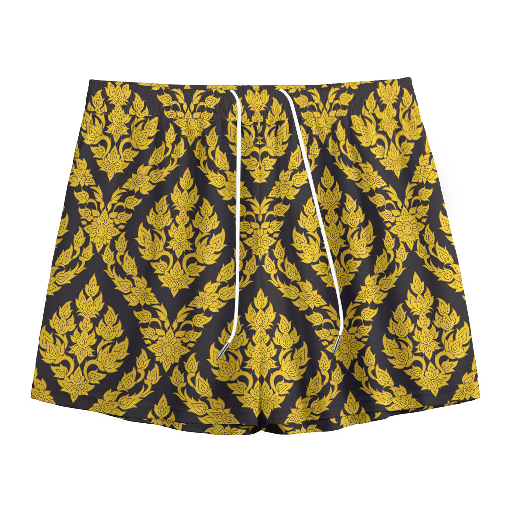 Ethnic Thai Pattern Print Mesh Shorts