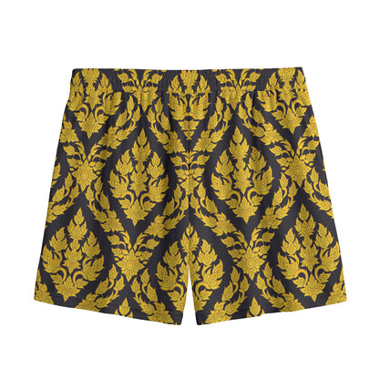 Ethnic Thai Pattern Print Mesh Shorts