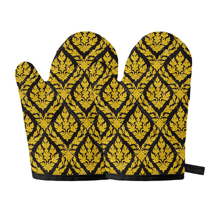 Ethnic Thai Pattern Print Oven Mitts