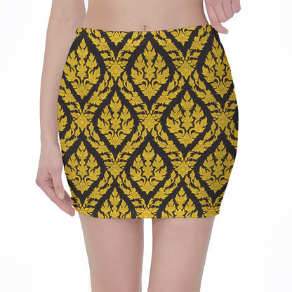 Ethnic Thai Pattern Print Pencil Mini Skirt
