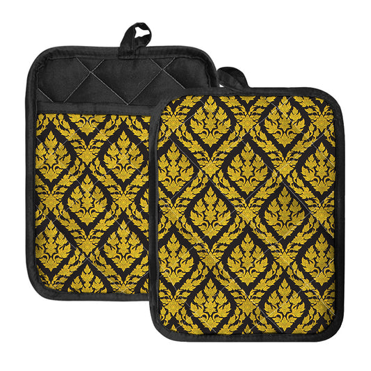Ethnic Thai Pattern Print Pot Holders With Pocket