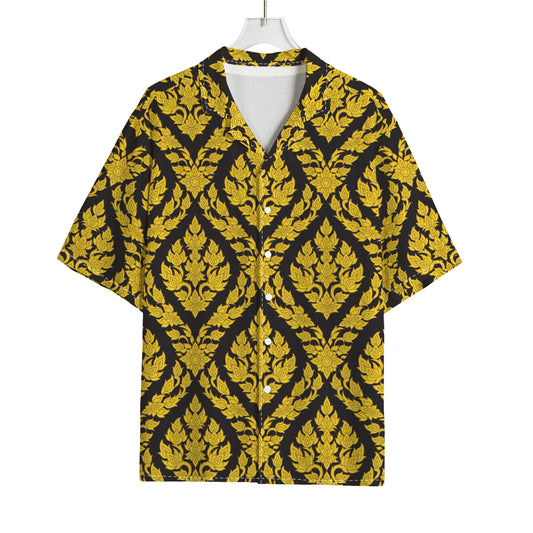 Ethnic Thai Pattern Print Rayon Hawaiian Shirt