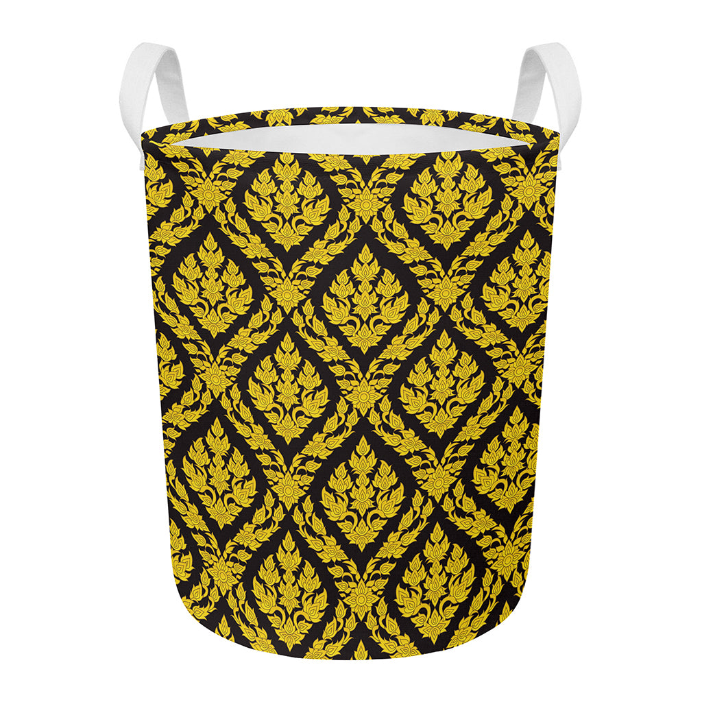 Ethnic Thai Pattern Print Round Laundry Basket