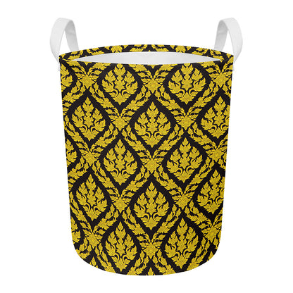 Ethnic Thai Pattern Print Round Laundry Basket