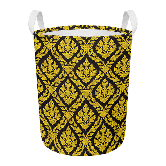 Ethnic Thai Pattern Print Round Laundry Basket